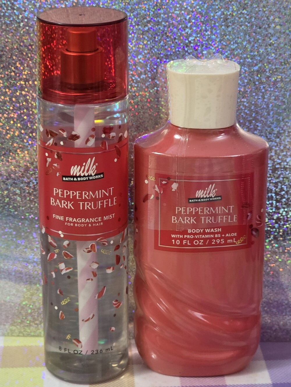 Bath Body Works Peppermint Bark Truffle Body Wash & Fragrance Mist Set NEW RARE